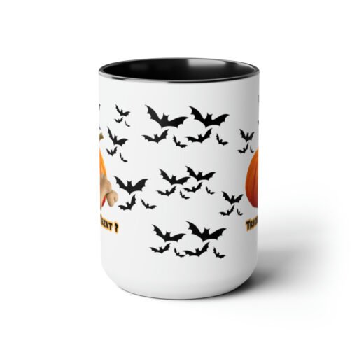 Halloween Mug Trick or Treat for Dog Lovers.  Two-Tone Coffee Mugs, 15oz - Image 7