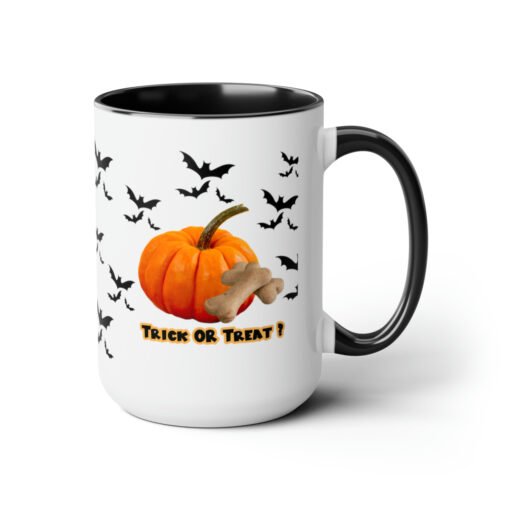 Halloween Mug Trick or Treat for Dog Lovers.  Two-Tone Coffee Mugs, 15oz - Image 8