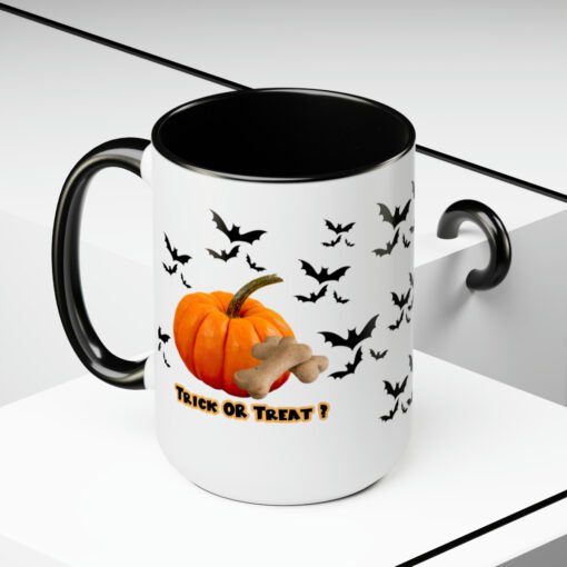 Halloween Mug Trick or Treat for Dog Lovers.  Two-Tone Coffee Mugs, 15oz - Image 10