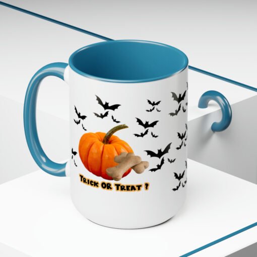 Halloween Mug Trick or Treat for Dog Lovers.  Two-Tone Coffee Mugs, 15oz - Image 15