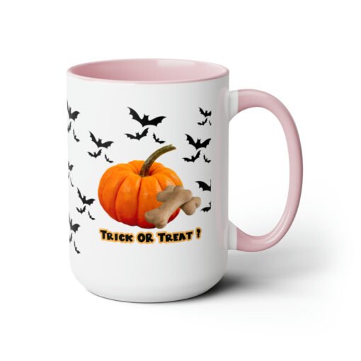 Halloween Mug Trick or Treat for Dog Lovers.  Two-Tone Coffee Mugs, 15oz - Image 23