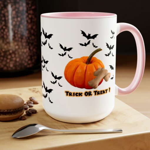 Halloween Mug Trick or Treat for Dog Lovers.  Two-Tone Coffee Mugs, 15oz - Image 24