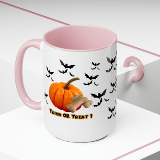 Halloween Mug Trick or Treat for Dog Lovers.  Two-Tone Coffee Mugs, 15oz - Image 25